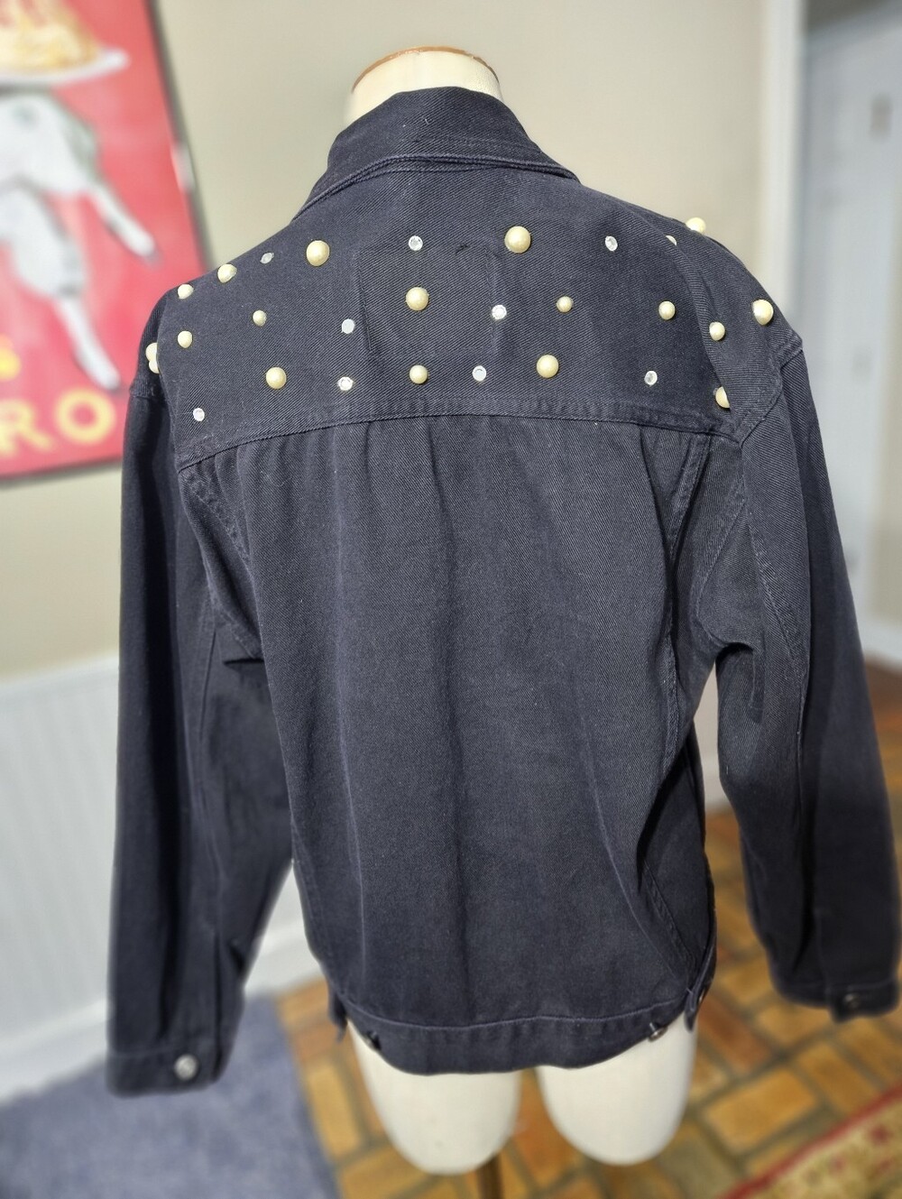 Denim Express Rhinestone Jean Jacket Small - Picture 4 of 6